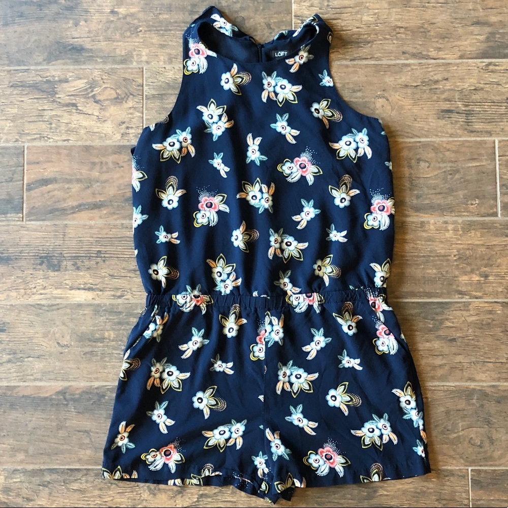 LOFT navy floral romper